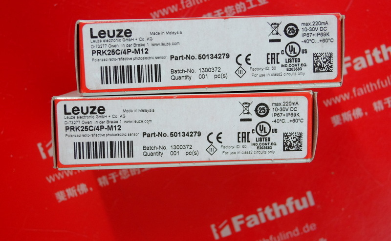 Leuze 50134279 劳易测带偏振光片镜的镜反射型光电传感器 PRK25C/4P-M12